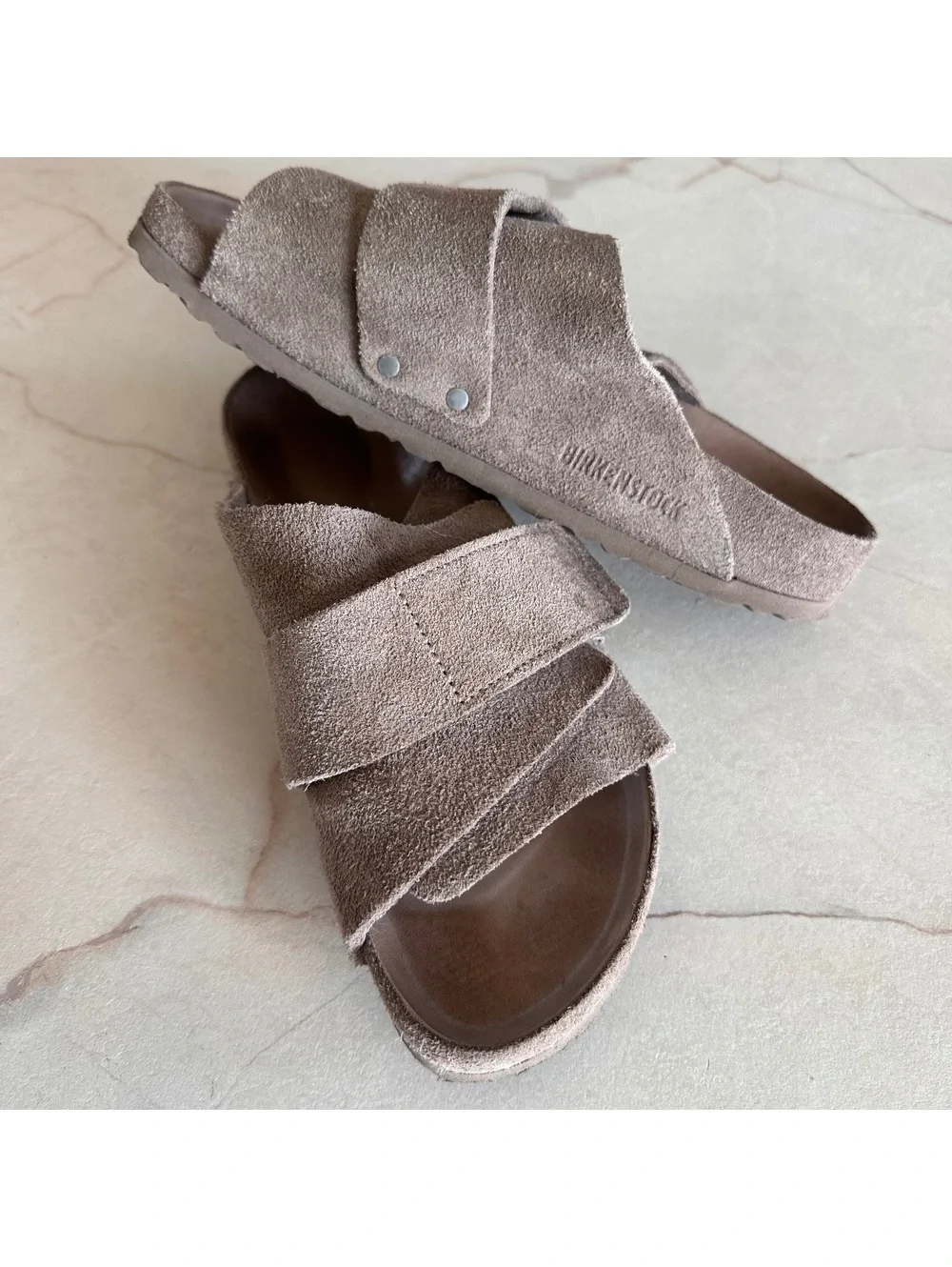 Birkenstock Kyoto Suede Leather Sandals in Gray Taupe Women’s size 39 8-8.5